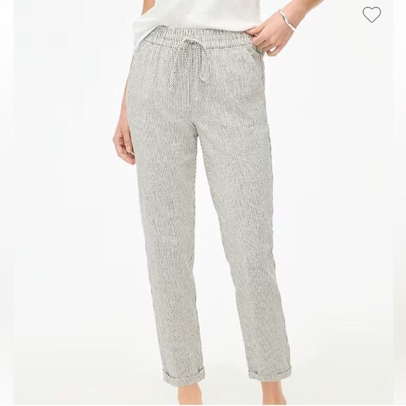 J Crew Women’s Linen Cotton Striped Drawstring Pants Size 0 - Picture 1 of 9